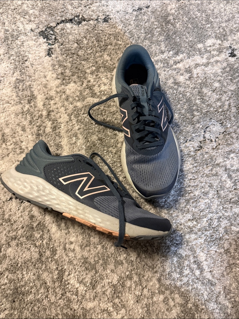 New Balance Navy Athletic Sneakers with Blush Accents